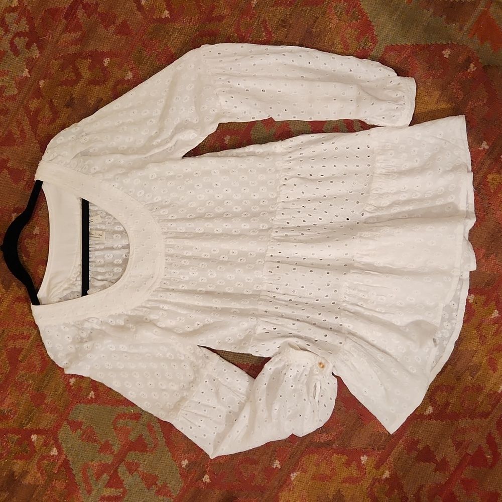 Anthropologie Meadow Rue off white eyelet tunic top Small